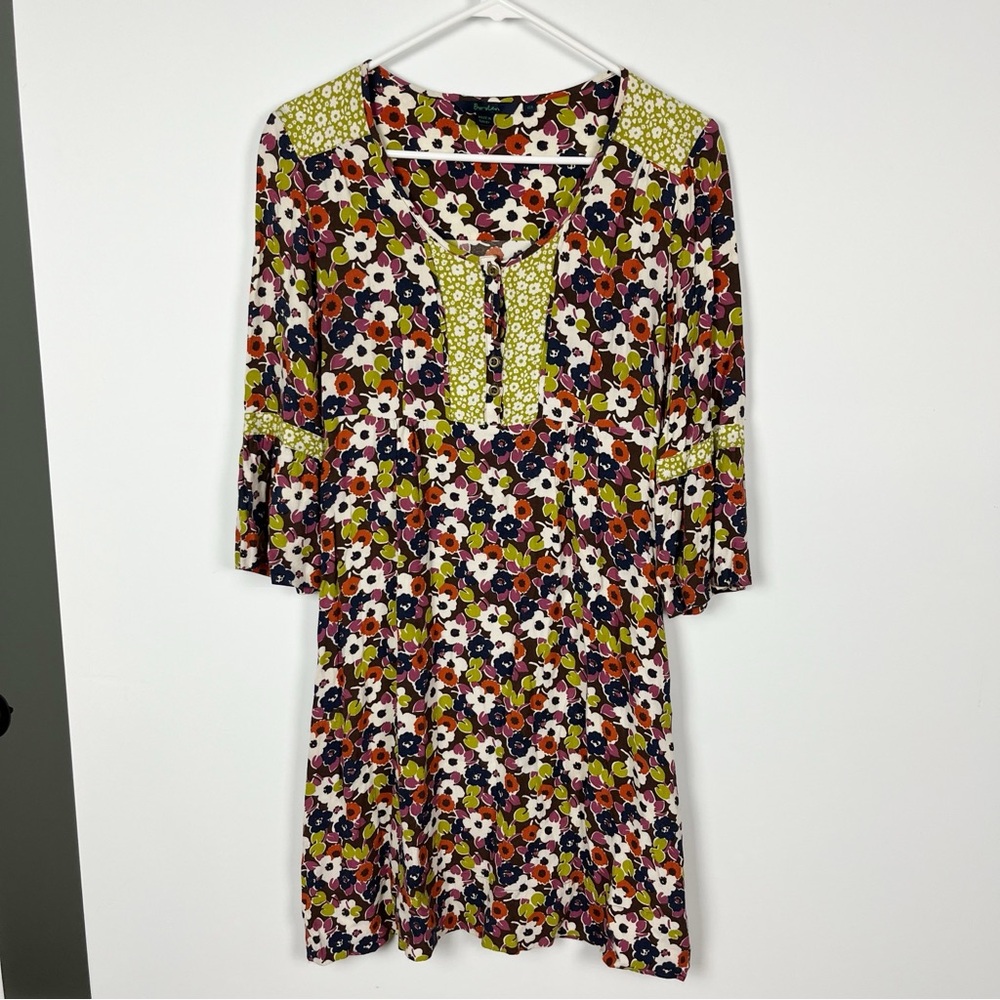 Boden Sabina Jersey Tunic Floral Contrast Dress Pockets